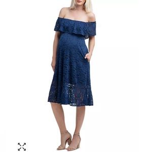 Nom Maternity Lucia Lace Off-the-Shoulder Maternity Dress size M